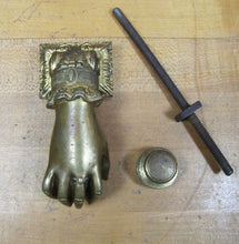 Load image into Gallery viewer, Antique Hand Ball Door Knocker Striker Ornate Architectural Hardware Element
