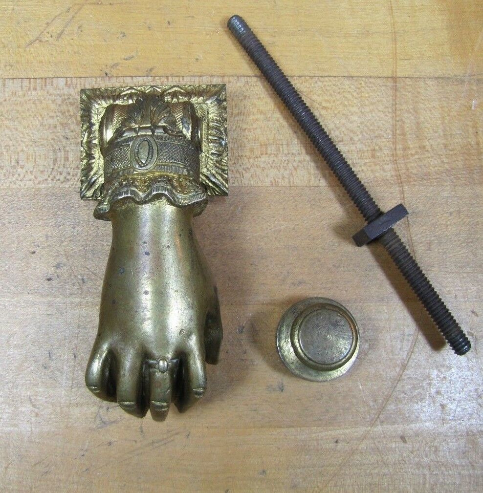 Antique Hand Ball Door Knocker Striker Ornate Architectural Hardware Element