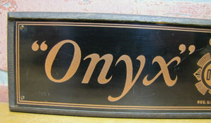 ONYX Hosiery Old Store Display Advertising Sign Hose Shoe Chart Wood & Copper