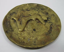 Load image into Gallery viewer, Art Nouveau Nude Maiden Brass Tray &#39;Modesty&#39; Old Card Tip Trinket Ring Jewelry
