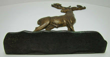 Load image into Gallery viewer, ELK STANDING ON ROCKS Antique Cast Iron Wildlife Doorstop Decorative Arts Statue
