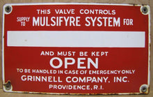 Load image into Gallery viewer, Old Porcelain MULSIFYRE System GRINNELL Co Providence RI Sign Industrial Fire
