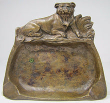Load image into Gallery viewer, Antique Bronze Bulldog Tray Ashtray ornate old high relief card tip trinket
