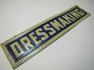 Antique DRESSMAKING Sign embossed tin litho ALLEN & VAN DYKE BKLYN NY Salesman