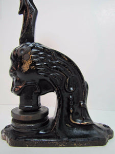 Antique Cast Iron Lion Head Figural Embosser Stamper Eureka Hall Asn Olyphant Pa