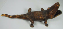 Load image into Gallery viewer, Old Alligator Ashtray Match Cigar Holder Sebring Fla Souvenir cast metal copper
