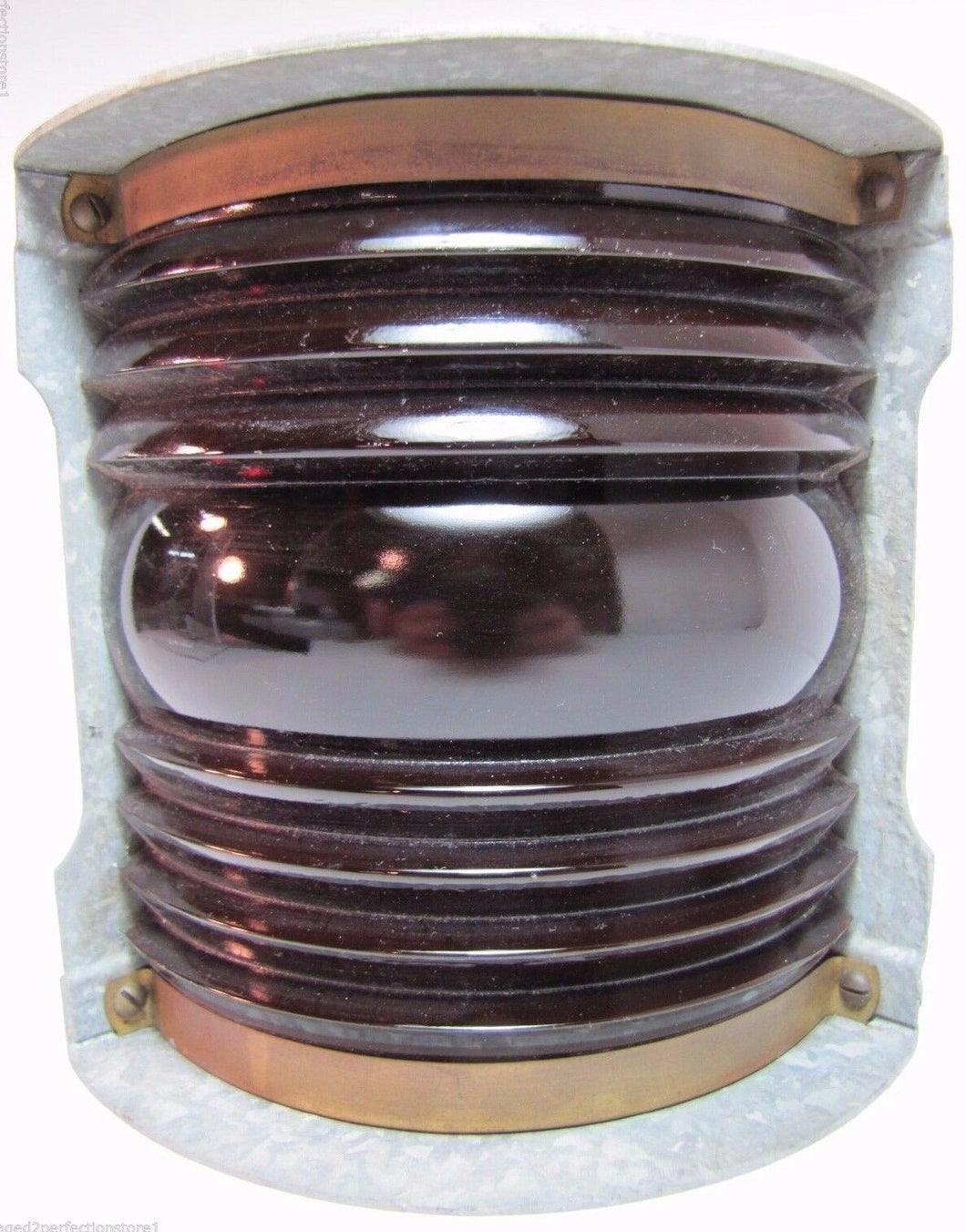 Old Nautical Ships Lantern Lamp Thick Red Lense Galvanized Steel Boat Lite Perko
