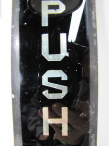 Antique 'PUSH' Bevel Edge Glass Door Push Plate Sign Old Architectural Hardware
