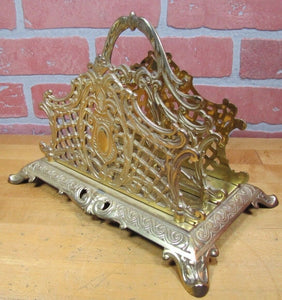 B&H BRADLEY HUBBARD Antique Brass Decorative Arts Letter Holder Magazine Rack
