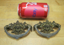 Load image into Gallery viewer, MONSTERS BEASTS Antique 19c Pair Bronze Pulls Ornate Victorian Hardware Elements
