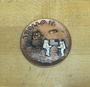 1969 APOLLO 11 Copper Enamel Medallion Paperweight NASA American Mint Associates