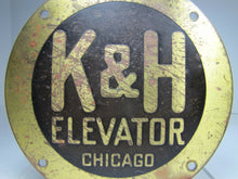 Load image into Gallery viewer, K&amp;H ELEVATOR CHICAGO Old Plaque Sign Brass Bronze Industrial Hardware Ad
