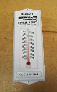 SULLIVAN'S TRAILER COURT Old Park Advertising Thermometer Sign FINKSBURG MD