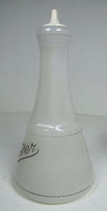 WATER Antique Bottle Barber Apothecary Opalescent White Glass w Milk Glass Top