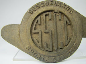 SSCC SUSQUEHANNA SPORTS CAR CLUB Old Brass Paperweight Embossed Ad Sign Plaque