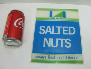 Vintage RICHWAY SALTED NUTS Sign ALWAYS FRESH DELICIOUS Reverse on Plexiglas Ad