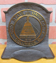 Load image into Gallery viewer, 1920s OHIO STATE UNIVERSITY Cast Iron Decorative Arts Bookend Book End Doorstop
