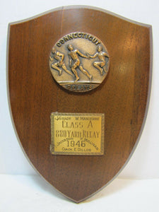 1946 CONNECTICUT RELAYS Award Plaque 880 yard Grady Manierre Jacobson Mulligan