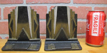 Load image into Gallery viewer, Art Deco SKYSCRAPER Stylized Geometric Cast Iron Pair Bookends Decorative Arts
