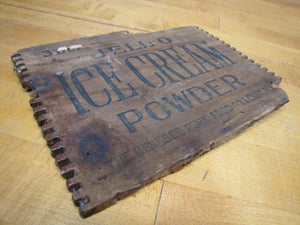 JELL-O ICE CREAM Old Wood Crate Box Panel Advertising Sign Genesee Food Leroy NY