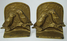 Load image into Gallery viewer, Antique LOVE BIRDS Cast Iron Bookends Pair Birds Sitting Branch Decorative Arts

