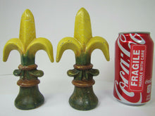 Load image into Gallery viewer, Old Pair Fleur De Lis Cast Iron Figural Finials Architectural Hardware Elements
