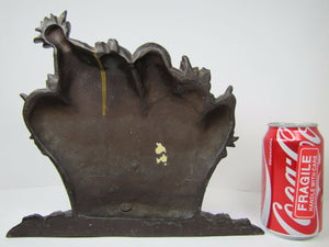 Antique Cast Iron Fruit Basket Doorstop original old paint ornate htf big heavy