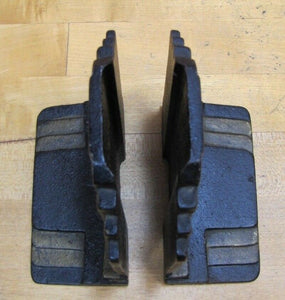 Art Deco SKYSCRAPER Stylized Geometric Cast Iron Pair Bookends Decorative Arts