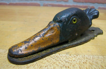 Load image into Gallery viewer, Antique Cast Iron Duck with Glass Eyes Paperclip Paperweight Decorative Desk Art
