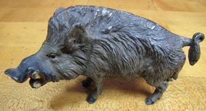 RAZORBACK BOAR Antique Cold Painted Decorative Art Cast Metal Fine Ornate Detail