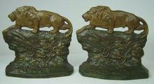 Load image into Gallery viewer, c1930 CROUCHING LION  Connecticut Foundry Bookends Decorative Art Statues
