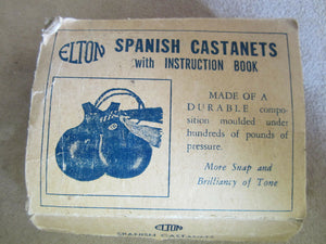Old ELTON SPANISH CASTANETS with Orig Packaging Baekelite ? Black