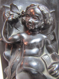 Antique Art Nouveau CHERUB CHILD FROG BUTTERFLY Bookends Decorative Art Statue