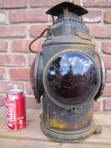 Antique PENNSYLVANIA RAILROAD ADLAKE CHICAGO Oil Lantern w Burner PRR lamp