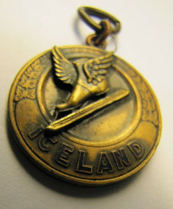1931 ICELAND ICE SKATING Medallion Fob Ornate Ice Land Sports Award Medal