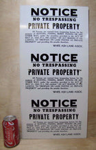 Load image into Gallery viewer, NO TRESPASSING HUNTING FISHING BERRY PICKING Old Uncut 3x Sign PRIVATE PROPERTY
