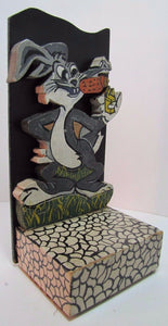 BUGS BUNNY SMOKING CARROT CIGAR Folk Art Wooden Bookend Decorative Art Statue