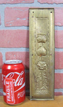Load image into Gallery viewer, Art Nouveau Repousse Floral Stems Old Brass Door Push Plate Ornate High Relief
