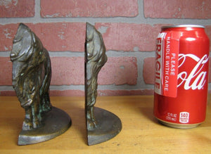 Old PEKINGESE Bookends Cast Iron Bronze Wash Decorative Art Dog Statues