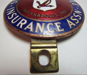 Old STATE AUTOMOBILE INSURANCE ASSN License Plate Topper Sign Indianapolis Ind