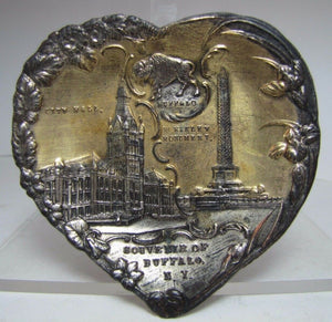 BUFFALO NEW YORK Old Souvenir Tray heart shaped City Hall McKinley Monument