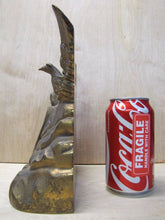 Load image into Gallery viewer, Old Brass Eagle Doorstop large heavy spread winged shield perched on rocks Art
