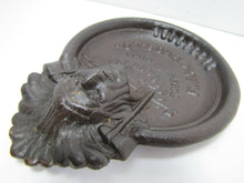 Load image into Gallery viewer, FLECK BROS INDIAN CHIEF Antique Cast Iron Advertising Tray PEACE PIPE TOMAHAWK
