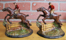 Load image into Gallery viewer, EQUESTRIAN HORSE RIDER LANDSCAPE Old Bookends Figural Cast Iron Detailed
