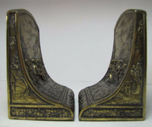 Load image into Gallery viewer, JENNING BROS Antique Bookends JB Village Scene Dancers Fine Ornate Detail
