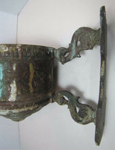 Load image into Gallery viewer, Antique Oil Lamp Wall Mount Bracket unique early bronze copper ornate detailing
