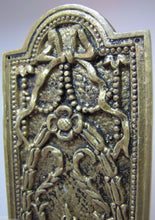 Load image into Gallery viewer, Antique Door Push Plate Ornate Flame Torch Ribbons Bows Floral Old Brass Bronze
