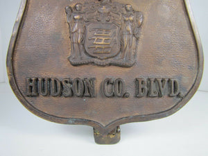 DEPUTY COMMISSIONER HUDSON CO BLVD Old Bronze Badge Plaque Nameplate Advertising Sign Auto Truck Badge