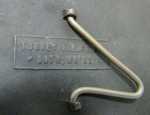 Load image into Gallery viewer, 1920s GOTHAM GOLD STRIPE SILK STOCKINGS Brass Sign TORREY RB WORKS BATH MAINE
