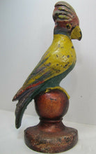 Load image into Gallery viewer, Antique Cast Iron Parrot Doorstop old paint bird door stopper large heavy ornate
